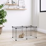 8-Panel Pet Cage Black 35x35cm Steel
