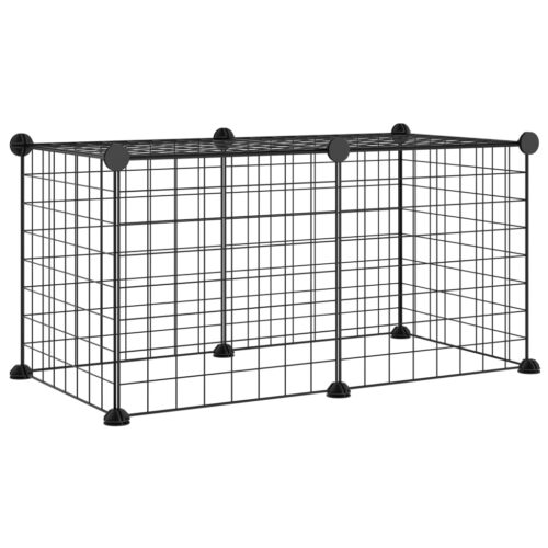 8-Panel Pet Cage Black 35x35cm Steel - Image 2