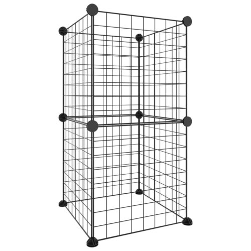 8-Panel Pet Cage Black 35x35cm Steel - Image 2