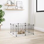 8-Panel Pet Cage Black 35x35cm Steel