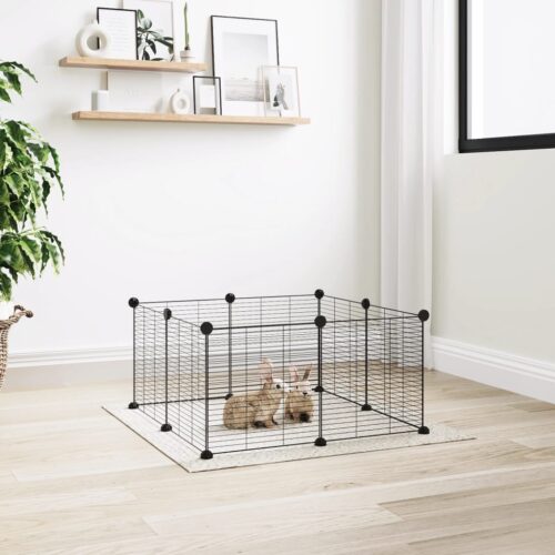 8-Panel Pet Cage Black 35x35cm Steel