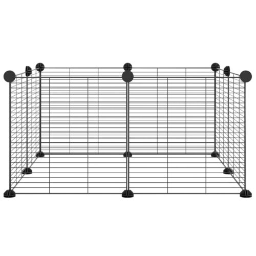 8-Panel Pet Cage Black 35x35cm Steel - Image 2