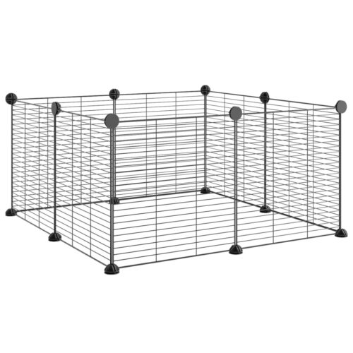 8-Panel Pet Cage Black 35x35cm Steel - Image 4