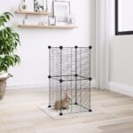 8-Panel Pet Cage Black 35x35cm Steel