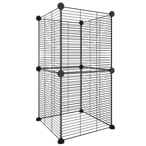 8-Panel Pet Cage Black 35x35cm Steel - Image 2