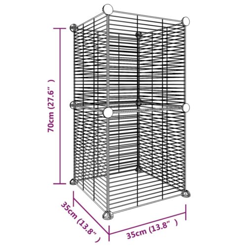 8-Panel Pet Cage Black 35x35cm Steel - Image 4