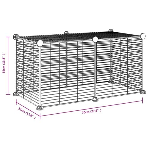 8-Panel Pet Cage Black 35x35cm Steel - Image 4