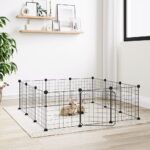 12-Panel Pet Cage with Door Black 35x35cm Steel