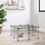 12-Panel Pet Cage with Door Black 35x35cm Steel