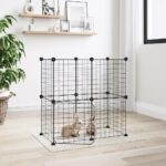 12-Panel Pet Cage with Door Black 35x35cm Steel