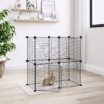 12-Panel Pet Cage with Door Black 35x35cm Steel