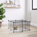 12-Panel Pet Cage with Door Black 35x35cm Steel