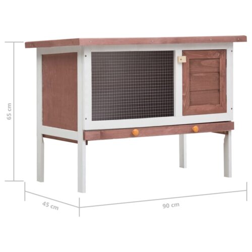 Outdoor Rabbit Hutch 1 Layer Brown Wood - Image 7