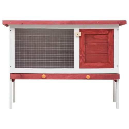 Outdoor Rabbit Hutch 1 Layer Red Wood - Image 3