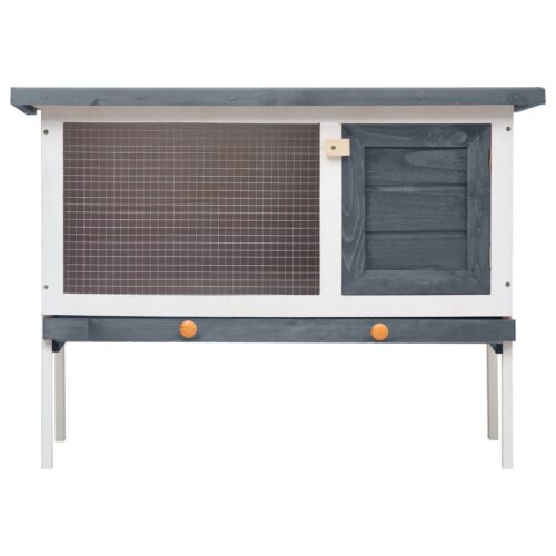 Outdoor Rabbit Hutch 1 Layer Grey Wood - Image 3