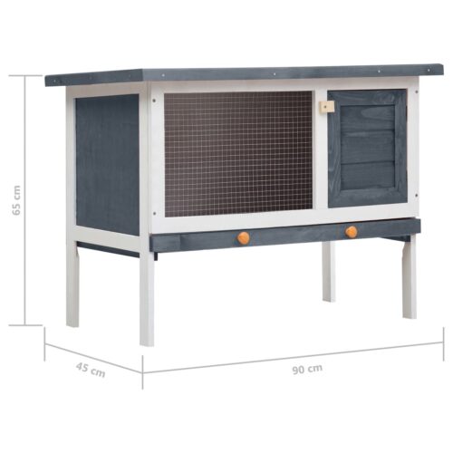 Outdoor Rabbit Hutch 1 Layer Grey Wood - Image 7