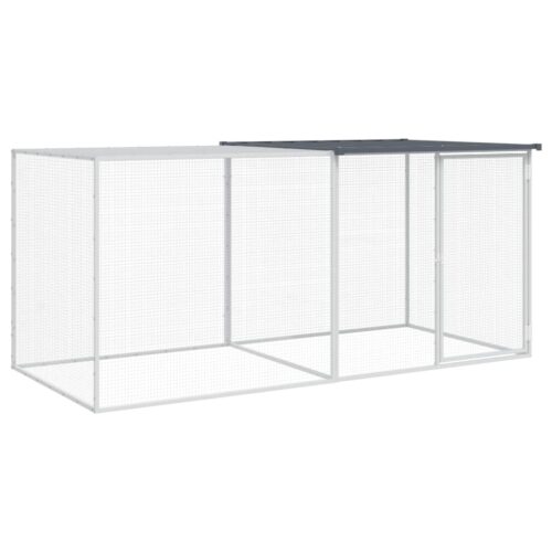 Chicken Cage with Roof Anthracite 203x98x90cm Galvanised Steel