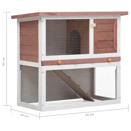 Outdoor Rabbit Hutch 1 Door Brown Wood - Image 7