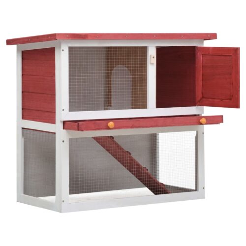 Outdoor Rabbit Hutch 1 Door Red Wood - Image 2