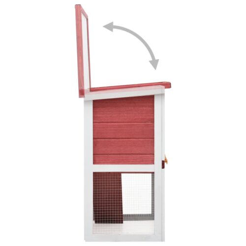 Outdoor Rabbit Hutch 1 Door Red Wood - Image 4