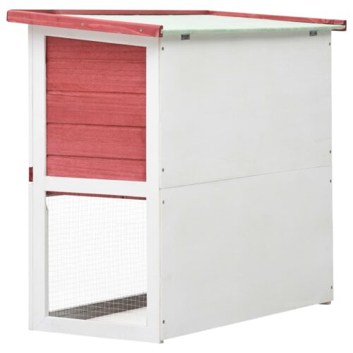 Outdoor Rabbit Hutch 1 Door Red Wood - Image 5