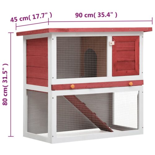 Outdoor Rabbit Hutch 1 Door Red Wood - Image 7