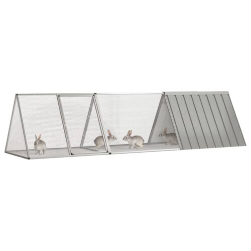 Rabbit Cage Grey 302.5x80.5x71cm Galvanised Steel - Image 2