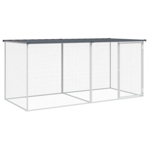 Chicken Cage with Roof Anthracite 203x98x90cm Galvanised Steel
