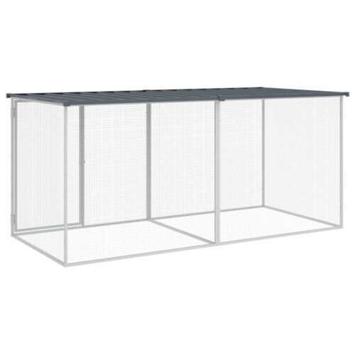 Chicken Cage with Roof Anthracite 203x98x90cm Galvanised Steel - Image 5