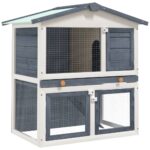 Outdoor Rabbit Hutch 3 Doors Grey Wood