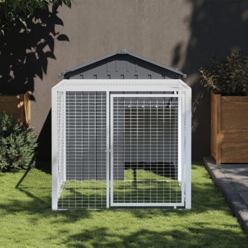 Chicken Cage with Run Anthracite 117x201x123cm Galvanised Steel - Image 6