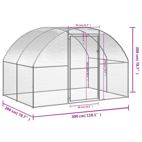 Outdoor Chicken Coop 3x2x2mGalvanised Steel - Image 8