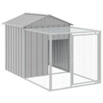 Chicken Cage with Run Light Grey 117x201x123cm Galvanised Steel