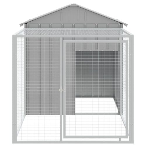 Chicken Cage with Run Light Grey 117x201x123cm Galvanised Steel - Image 3