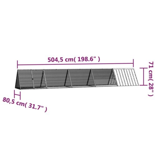 Rabbit Cage Anthracite 504.5x80.5x71cm Galvanised Steel - Image 6