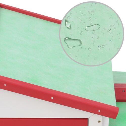 Outdoor Large Rabbit Hutch Red White 145x45x84cm Wood - Image 5