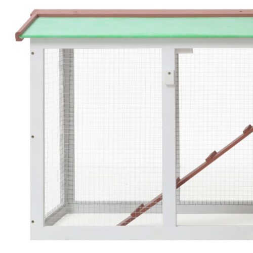 Outdoor Large Rabbit Hutch Brown White 145x45x84cm Wood - Image 4