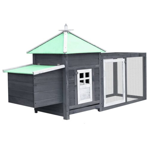Chicken Coop with Nest Box Grey 190x72x102cm Solid Firwood