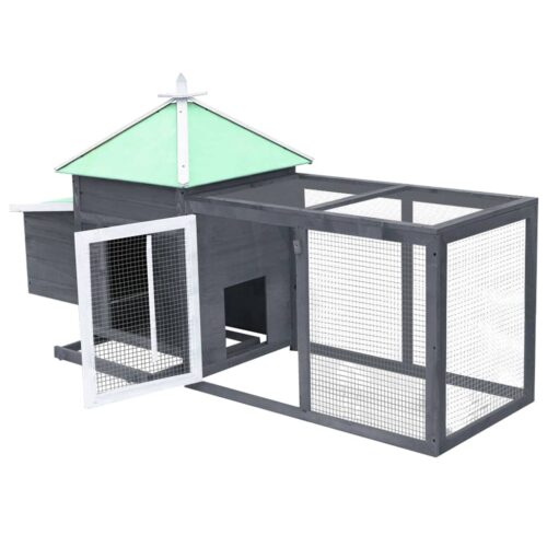 Chicken Coop with Nest Box Grey 190x72x102cm Solid Firwood - Image 3