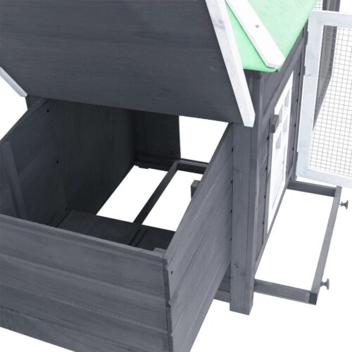 Chicken Coop with Nest Box Grey 190x72x102cm Solid Firwood - Image 4