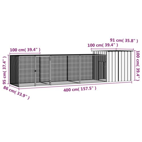 Chicken Cage Anthracite 400x91x100cm Galvanised Steel - Image 5