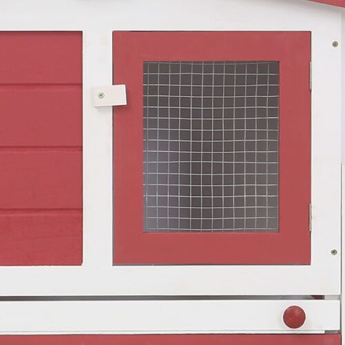 Outdoor Large Rabbit Hutch Red White 201x45x85cm Wood - Image 5