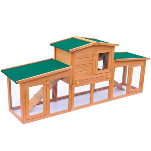 Large Rabbit Hutch Small Animal House Pet Cage with Roofs Wood - Image 2