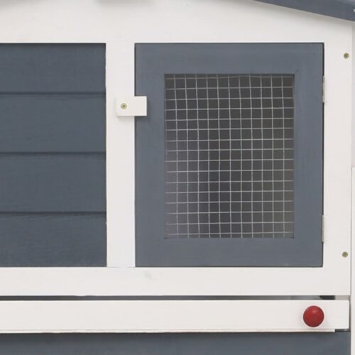 Outdoor Large Rabbit Hutch Grey White 201x45x85cm Wood - Image 5
