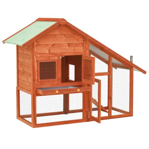 Rabbit Hutch 140x63x120cm Solid Firwood - Image 2