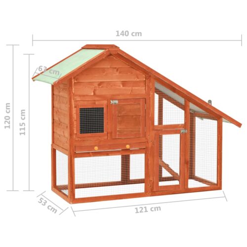 Rabbit Hutch 140x63x120cm Solid Firwood - Image 11