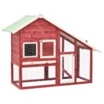 Rabbit Hutch Red White 140x63x120cm Solid Firwood