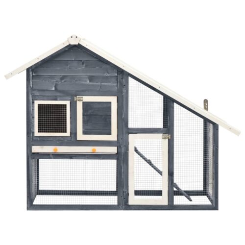 Rabbit Hutch Grey White 140x63x120cm Solid Firwood - Image 3