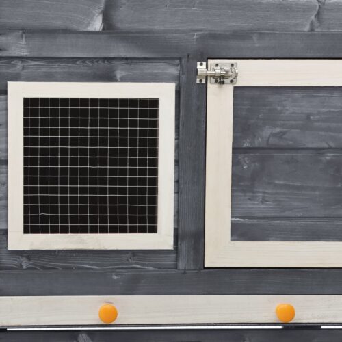 Rabbit Hutch Grey White 140x63x120cm Solid Firwood - Image 6