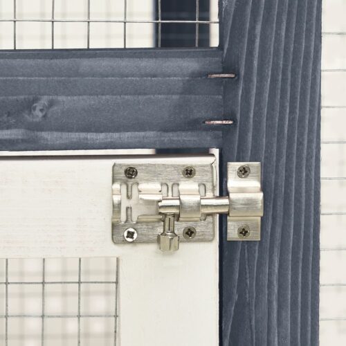 Rabbit Hutch Grey White 140x63x120cm Solid Firwood - Image 10